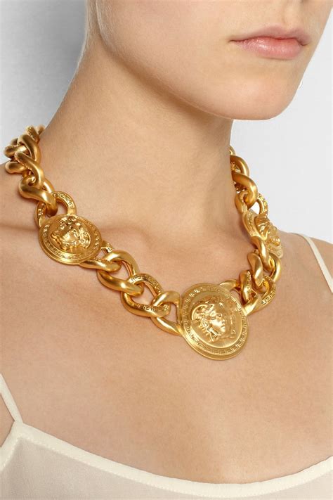 versace coin earrings|versace necklaces women's.